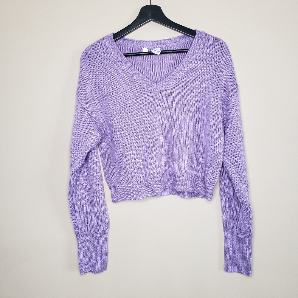 Bp knit v neck dropped sweater purple S - Picture 2 of 5